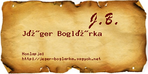 Jéger Boglárka névjegykártya